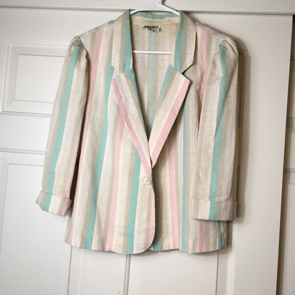 Vintage 1970s pastel striped blazer